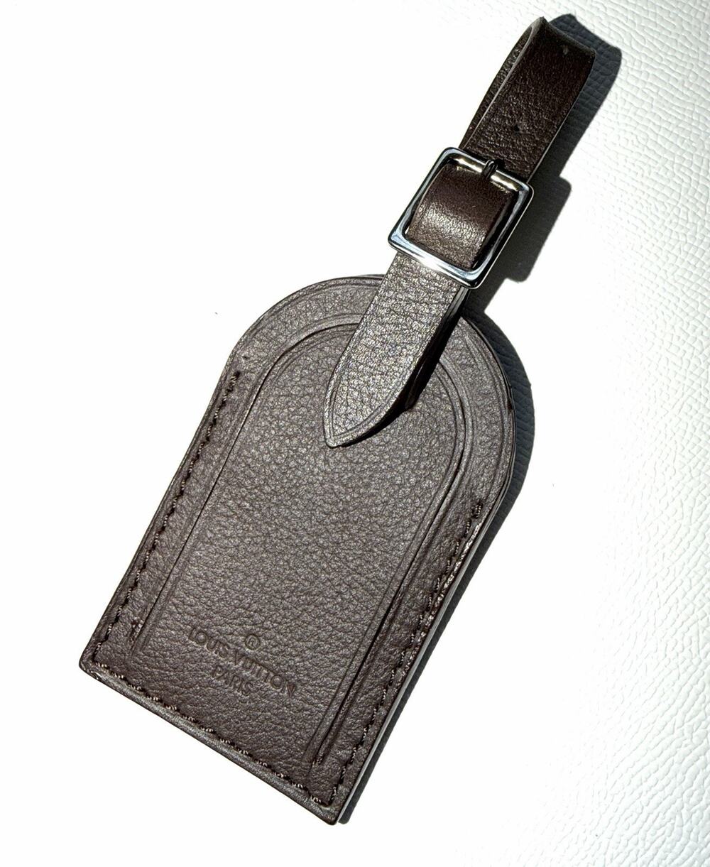 Rare Louis Vuitton Silver Leather Tag Premium Taurillon w/ N Stamped Dark Brown